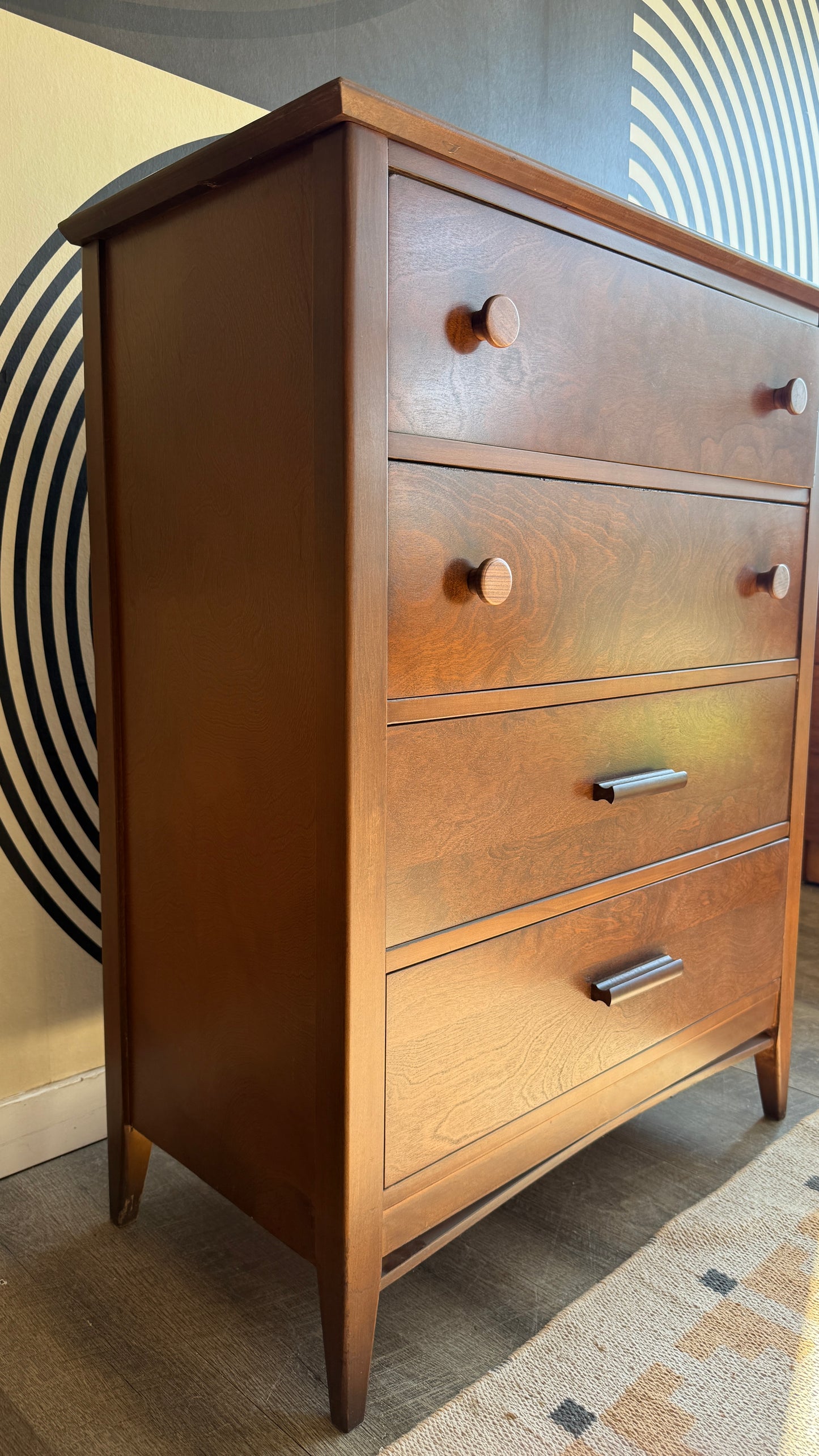 Vintage Walnut 4-Drawer Chest