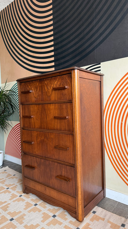 Vintage Walnut 4 Drawer Dresser