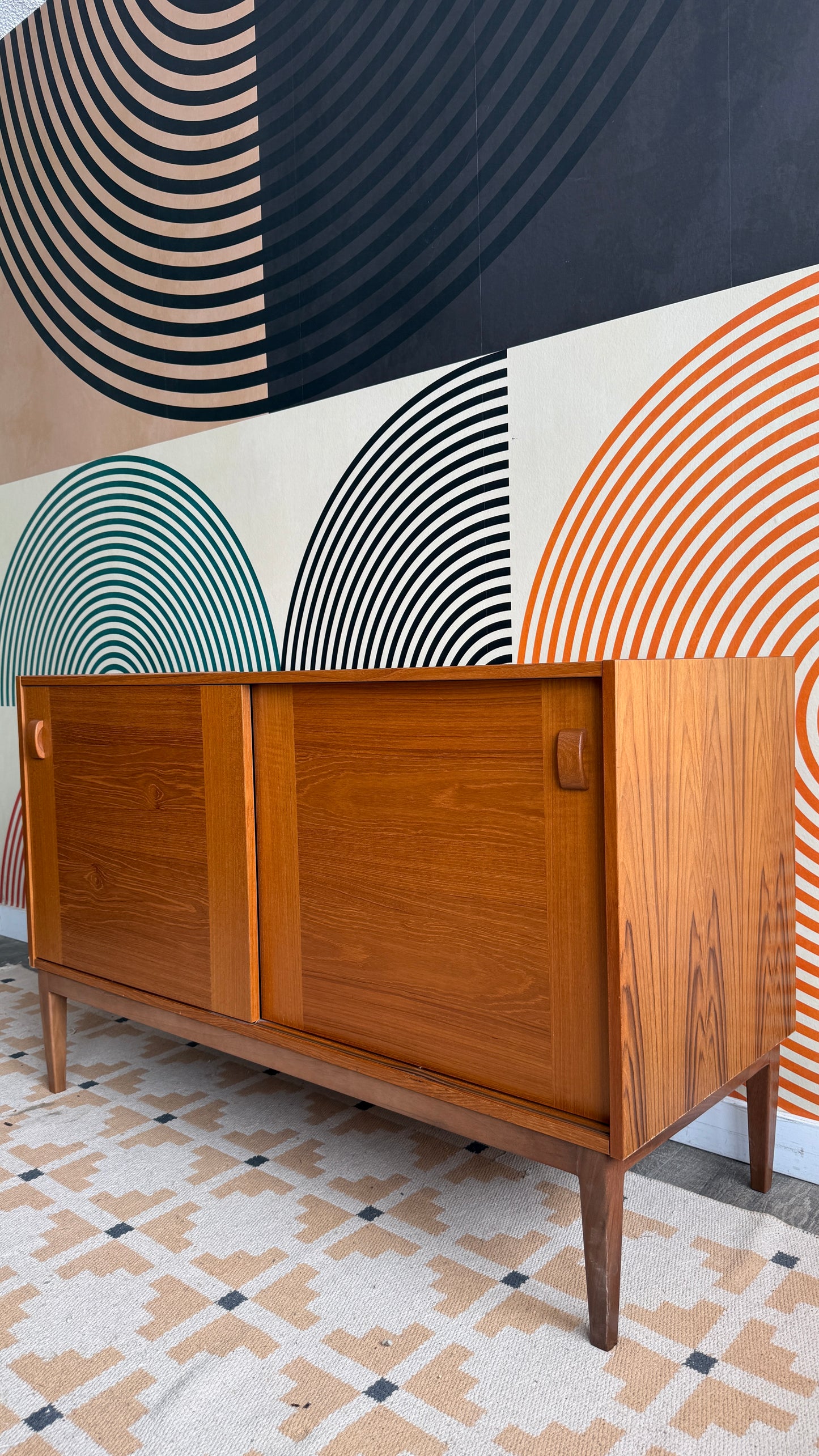 Domino Møbler Teak Cabinet on Solid Walnut Legs