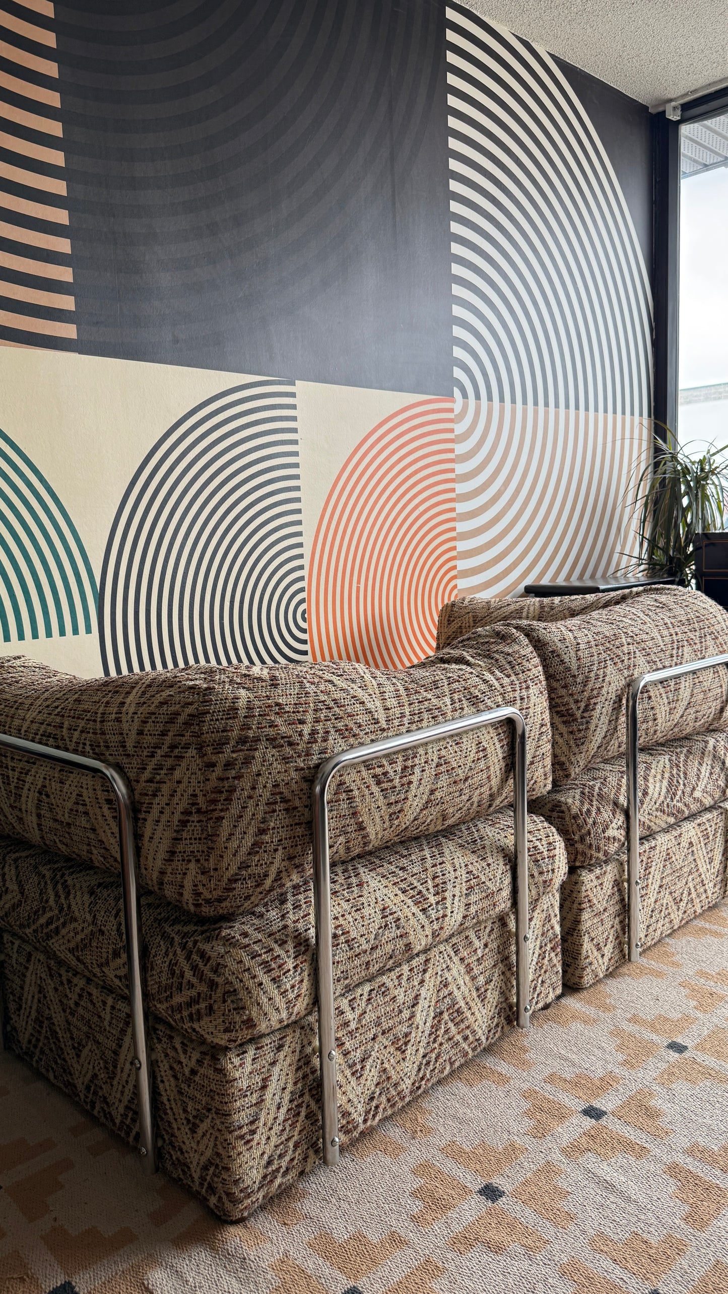 1970s 2- Piece Cloud 9 Chrome Wrapped Loveseat, by Decorion, Futorian Corporation.