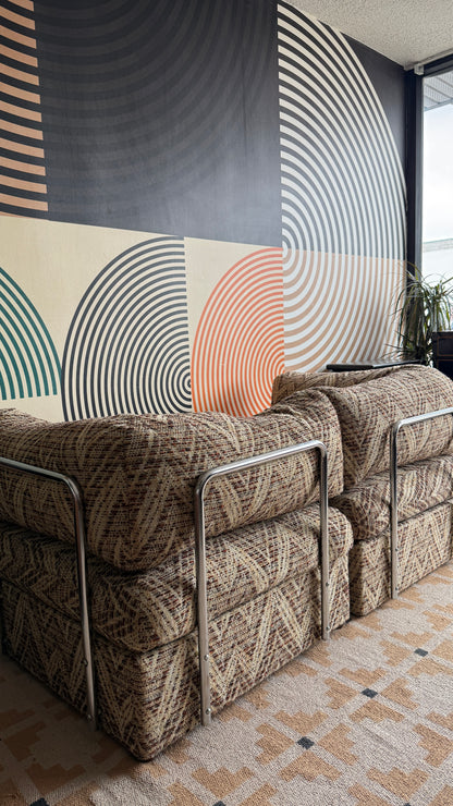 1970s 2- Piece Cloud 9 Chrome Wrapped Loveseat, by Decorion, Futorian Corporation.