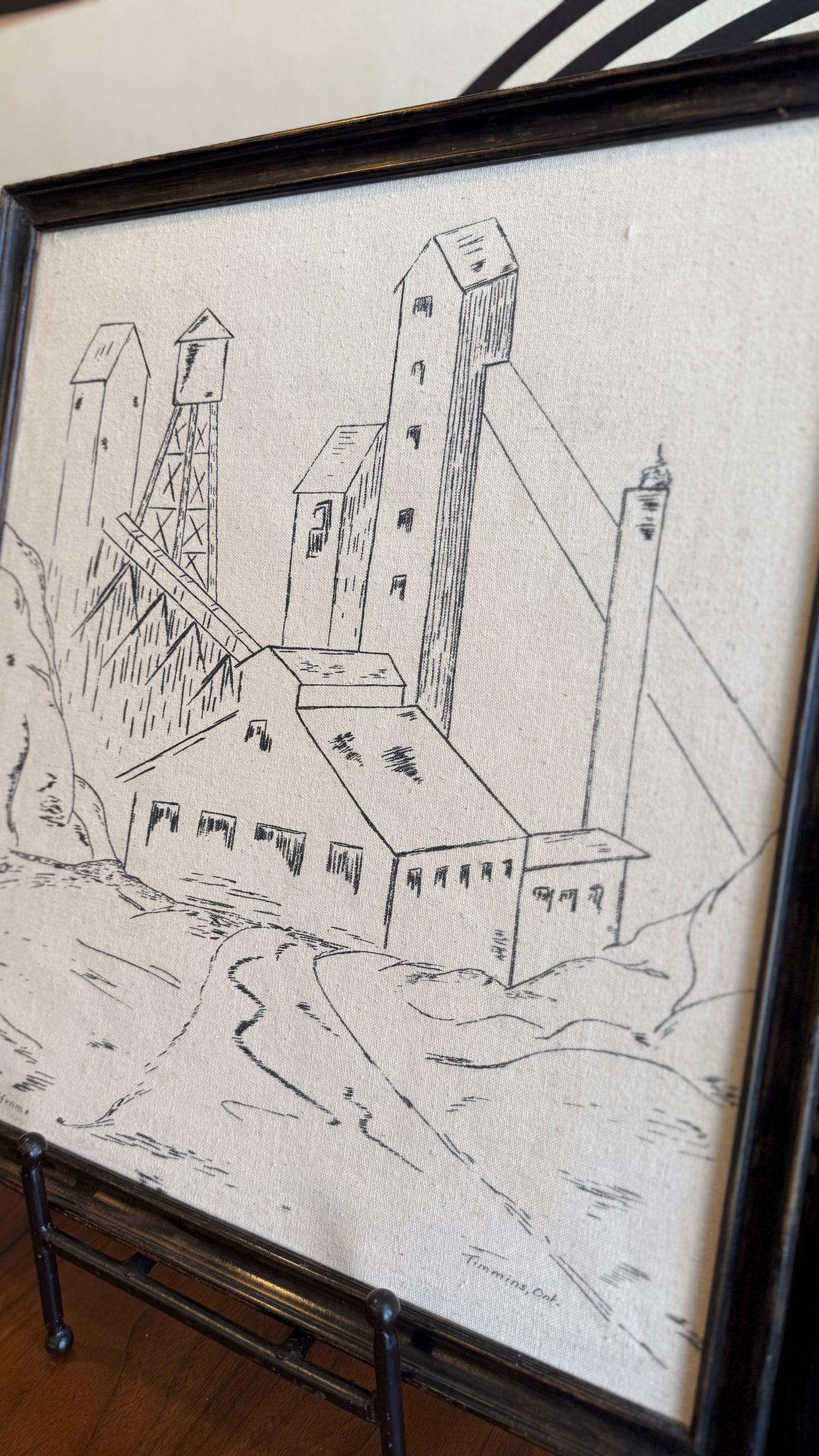 Framed Drawing – “The Headframe” Timmins, Ontario