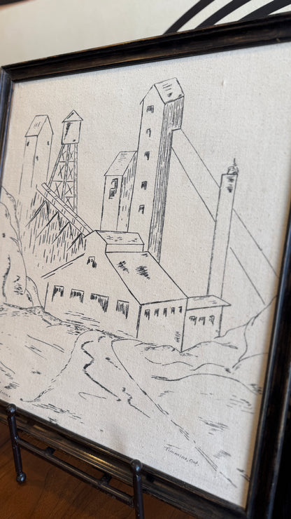 Framed Drawing – “The Headframe” Timmins, Ontario
