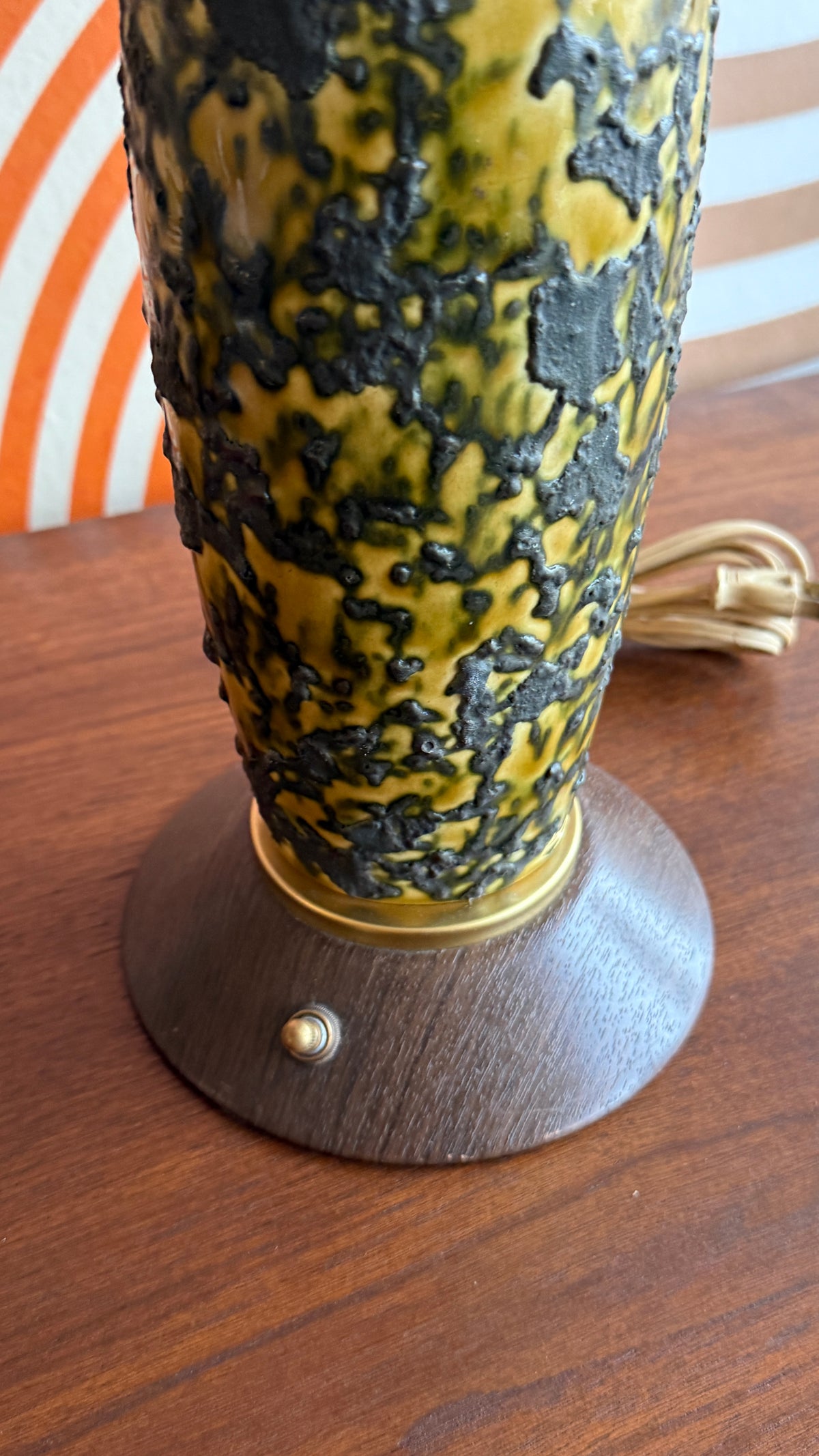 Vintage Ceramic & Wood Table Lamp