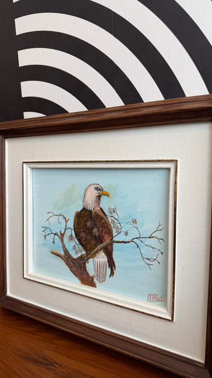 Vintage Framed Eagle Painting