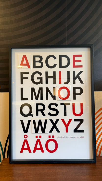 Vintage OLUNDA Swedish Alphabet Poster by Anna Larsson for IKEA