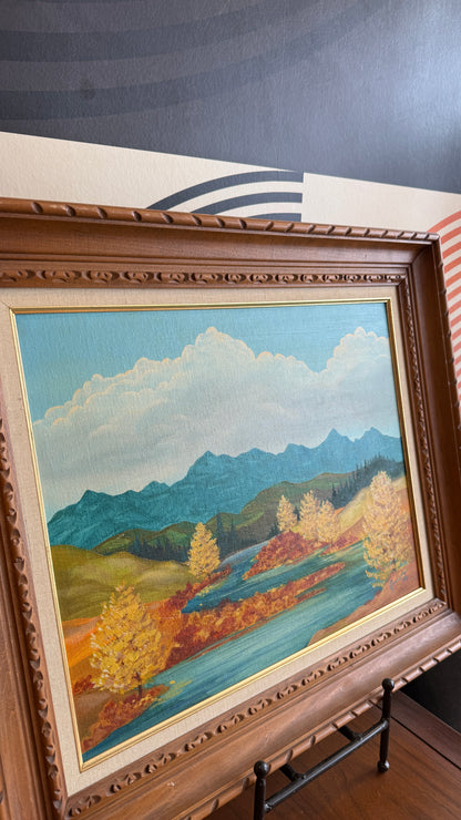 Vintage Framed Landscape Painting (1973)