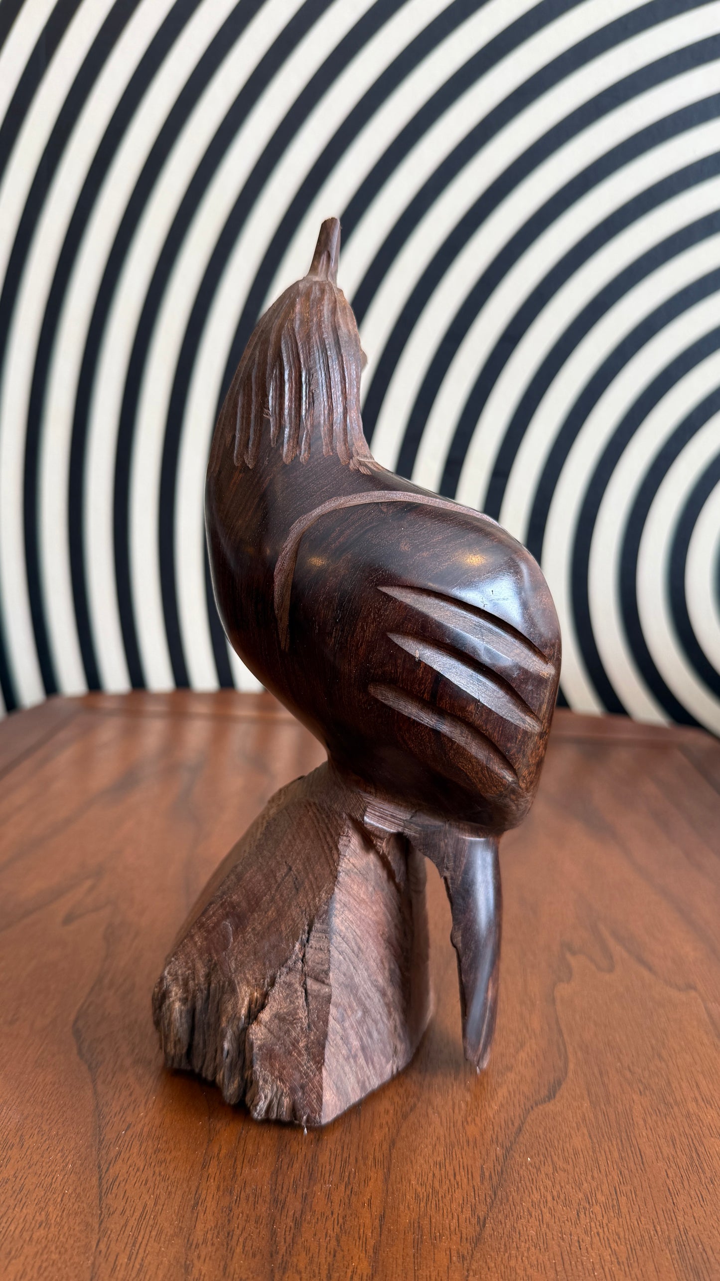 Vintage Hand Carved Wooden Bird Sculpture