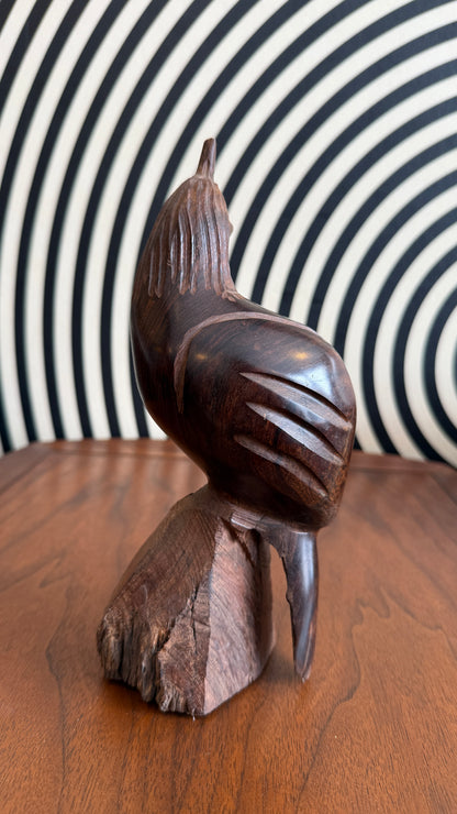 Vintage Hand Carved Wooden Bird Sculpture