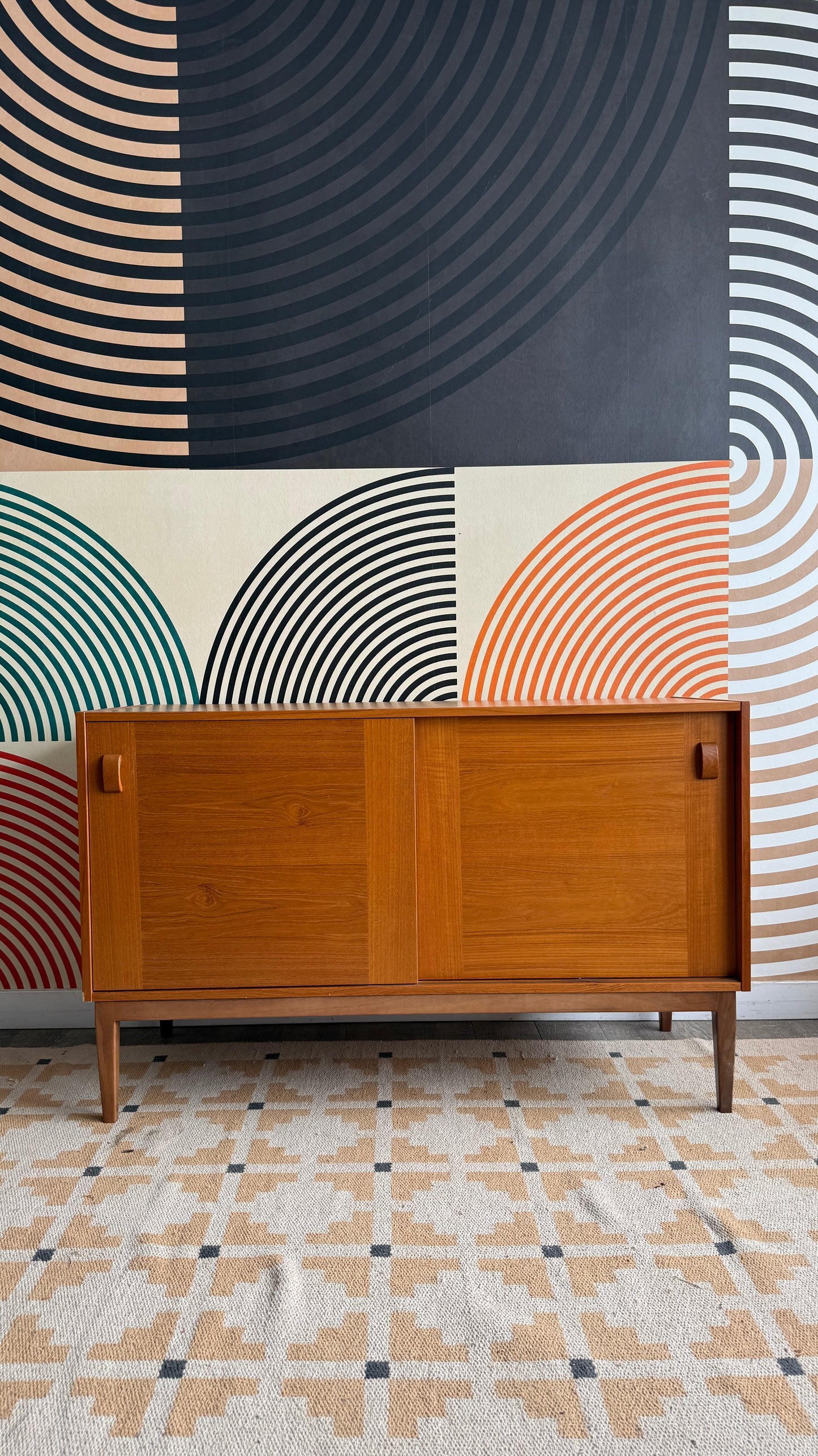 Domino Møbler Teak Cabinet on Solid Walnut Legs
