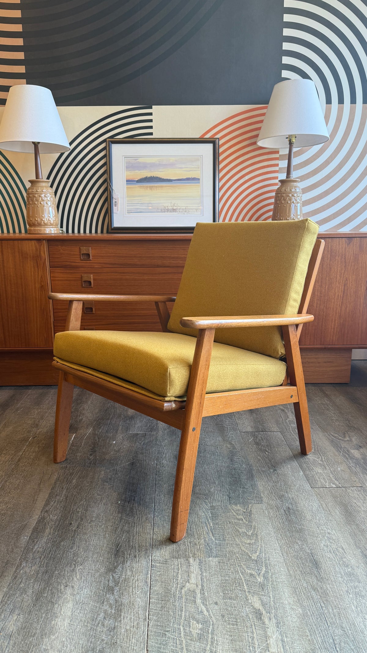 Vintage Petite Teak Lounge Chair Mustard Yellow