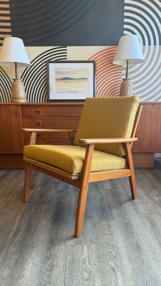 Vintage Petite Teak Lounge Chair Mustard Yellow