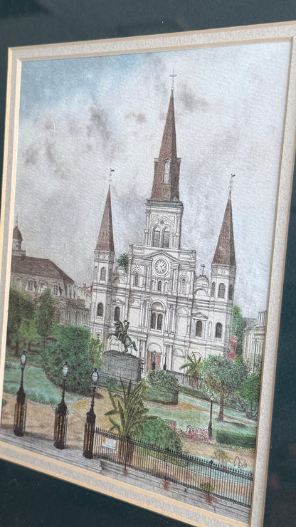 St. Louis Cathedral, New Orleans – Vintage Framed Print