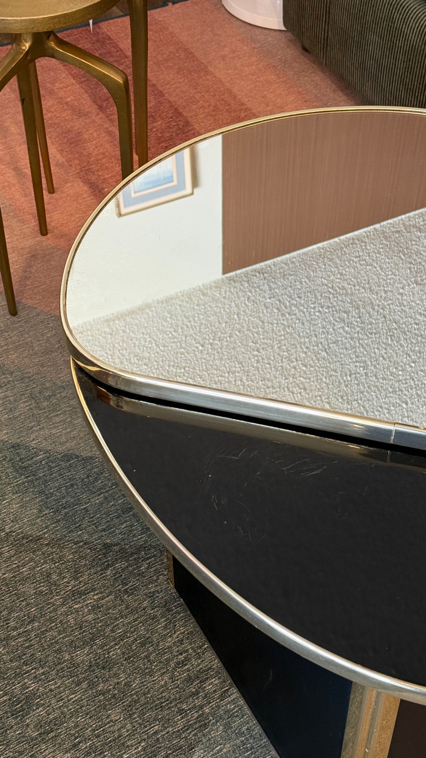 Vintage Postmodern Mirror Side Table