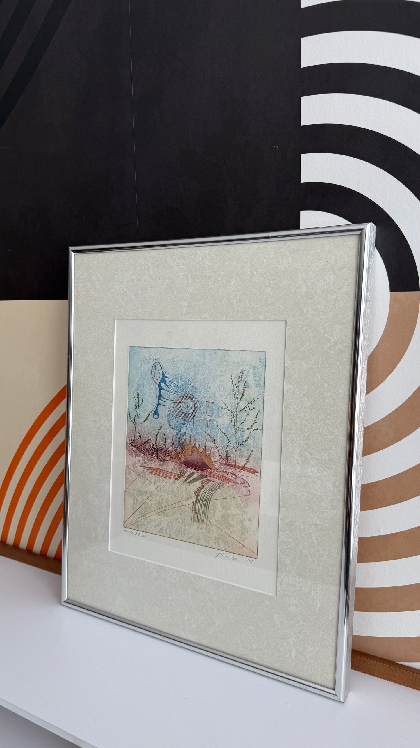 Limited Edition Signed Abstract Print (Basse 1987)