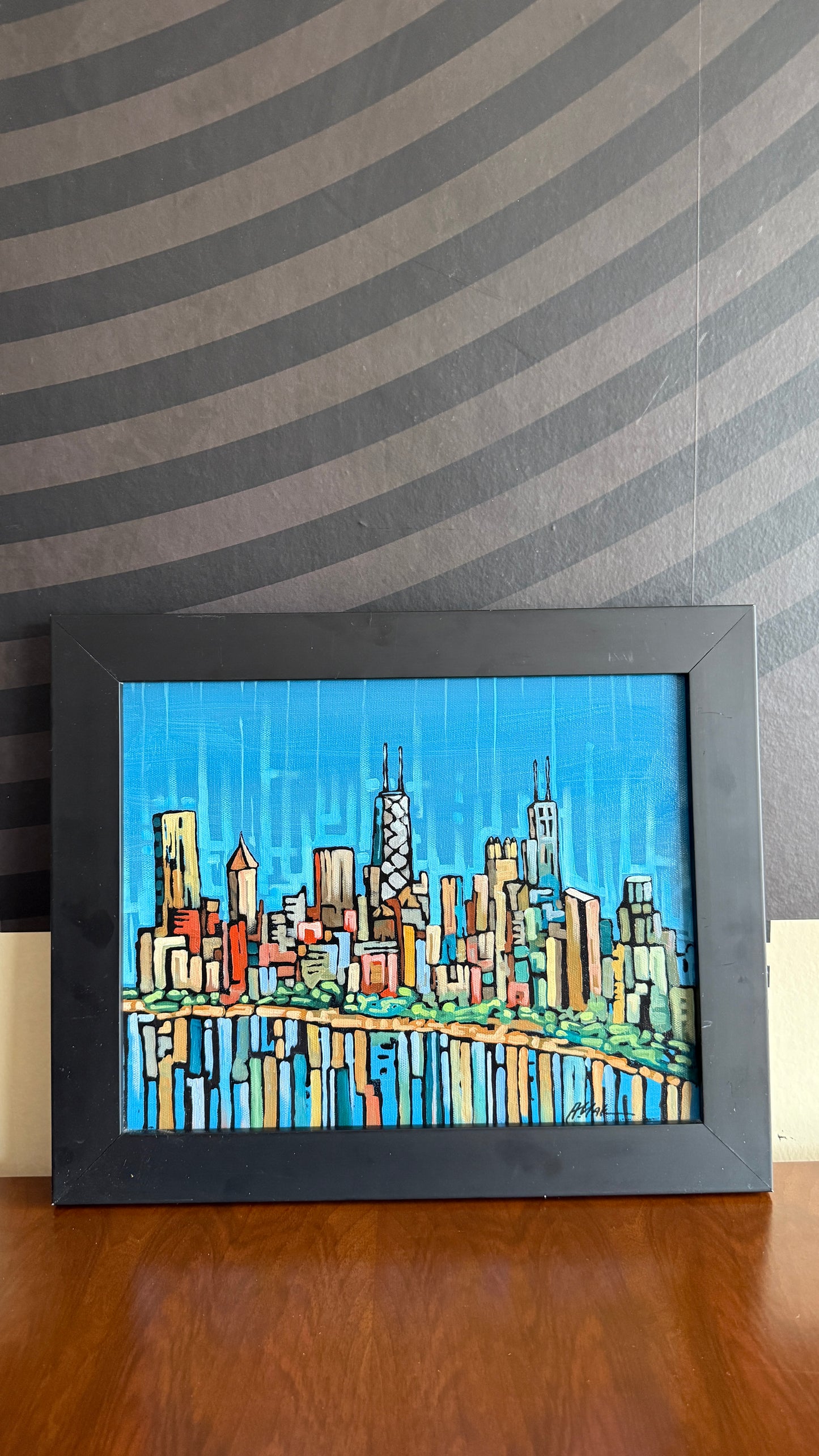 Skyline Original Painting Signed Anastasia Mak, 2009