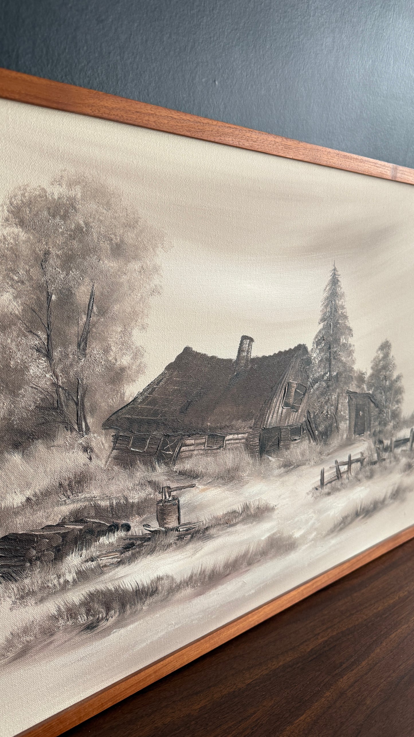 Vintage Rural Landscape Painting by Stacho Kurt Wenzel – Framed