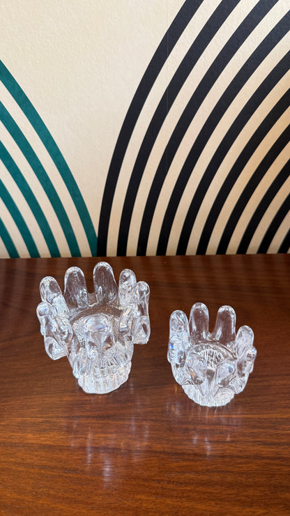 Kosta Boda “Sunflower” Glass Candle Holders — Pair