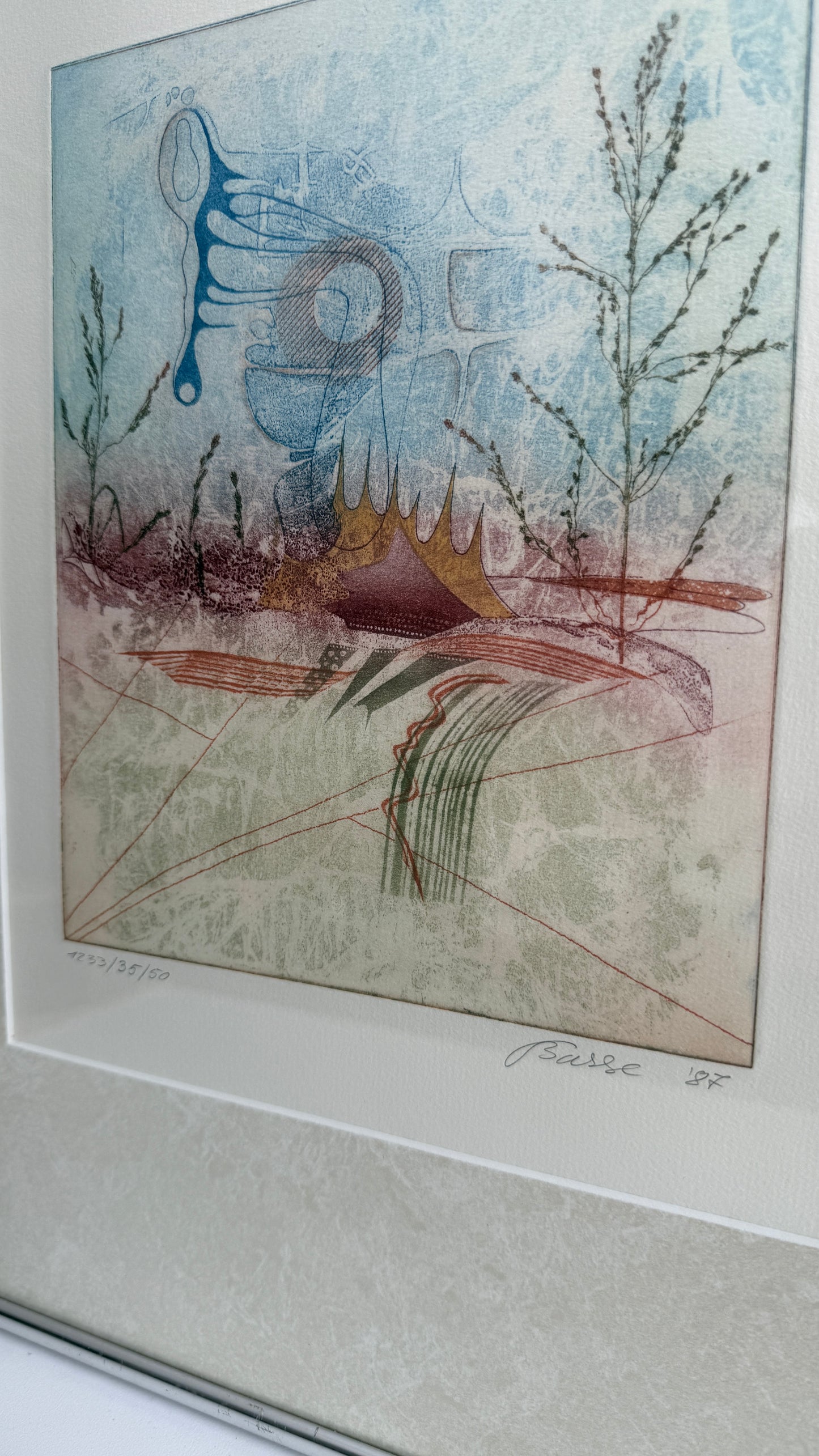 Limited Edition Signed Abstract Print (Basse 1987)