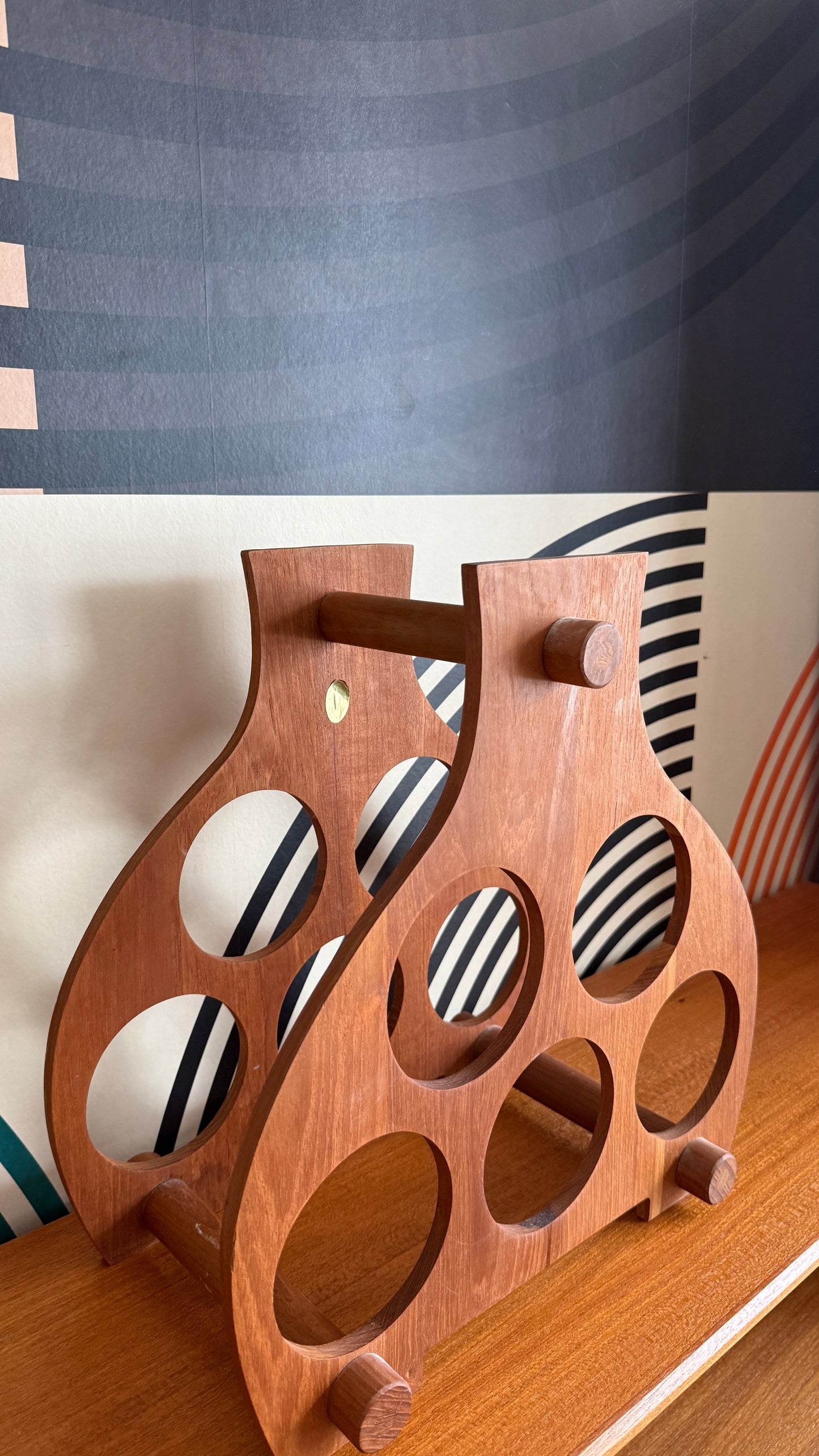 Vintage Teak Wine Bottle Holder