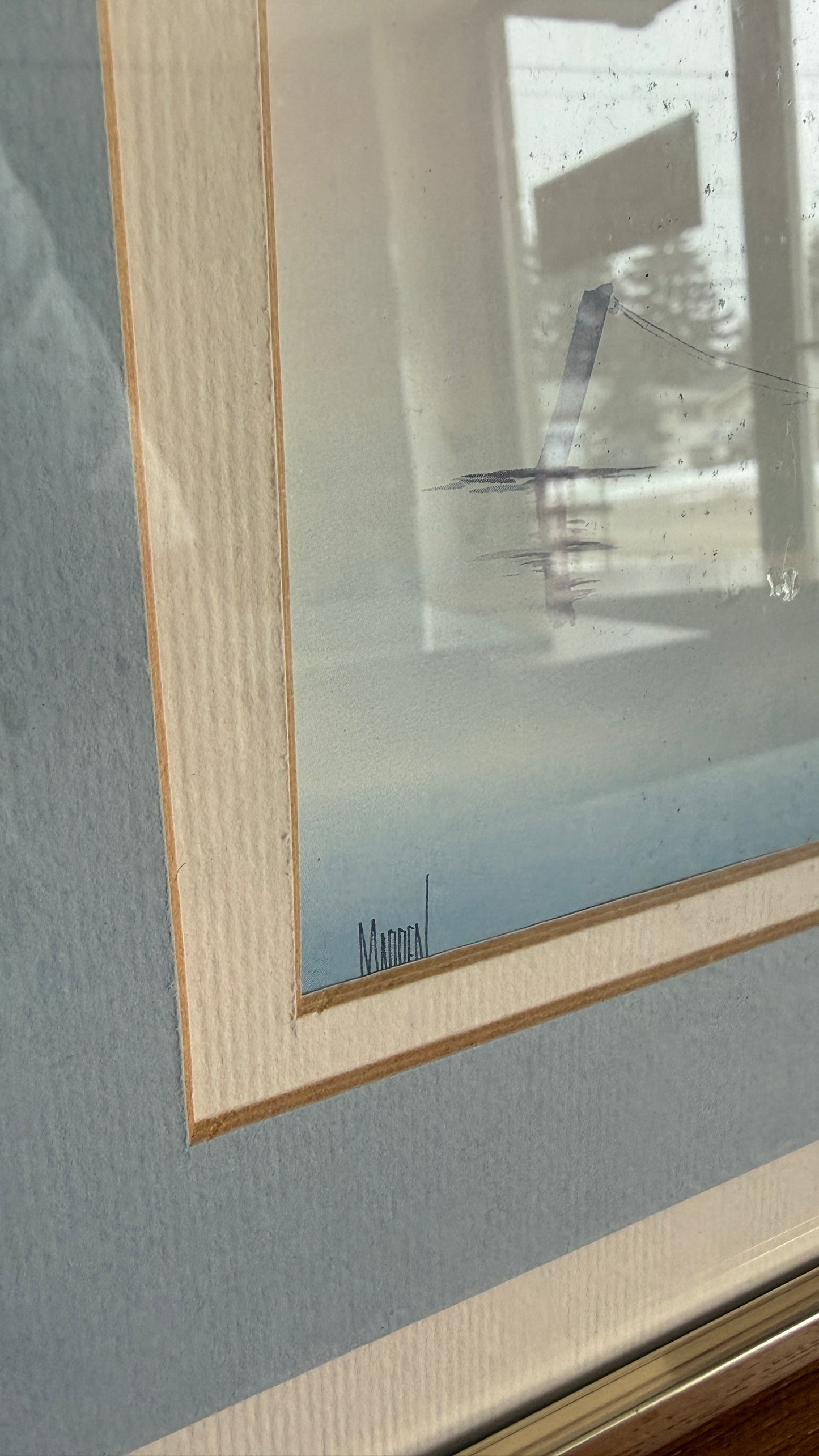 Vintage Framed Nautical Artwork – Signed