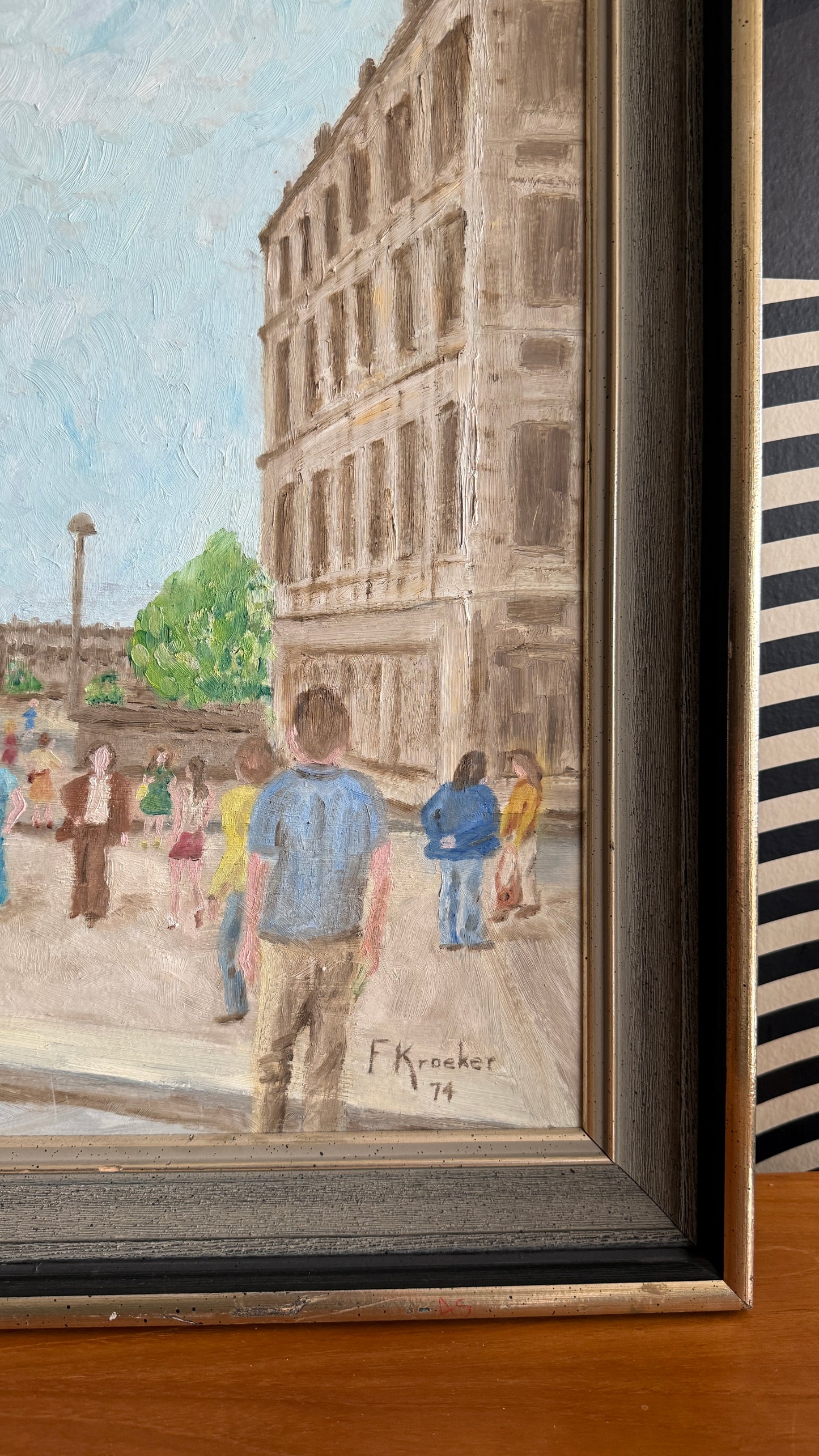 Vintage Paris Street Scene Painting – Arc de Triomphe