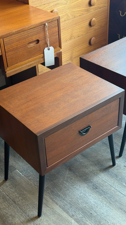 Pair of Vintage Teak Nightstands on Metal Legs