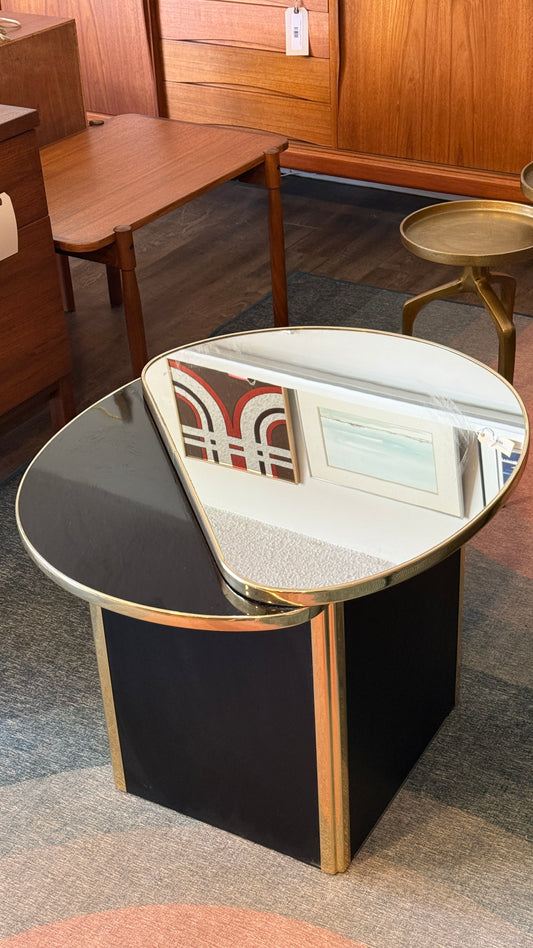 Vintage Postmodern Mirror Side Table