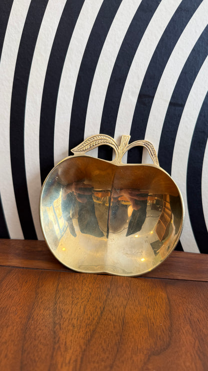 Vintage Solid Brass Apple Dish – Made in India