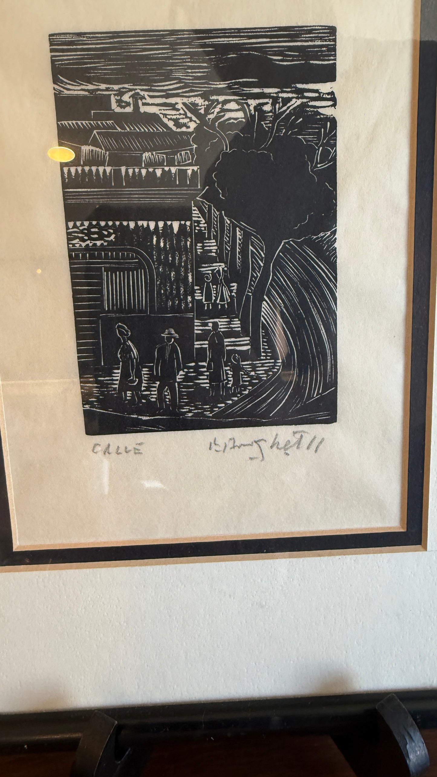 Francisco Amighetti Woodcut – “Calle” (Signed)