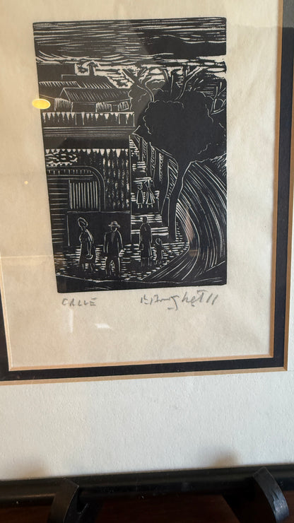 Francisco Amighetti Woodcut – “Calle” (Signed)