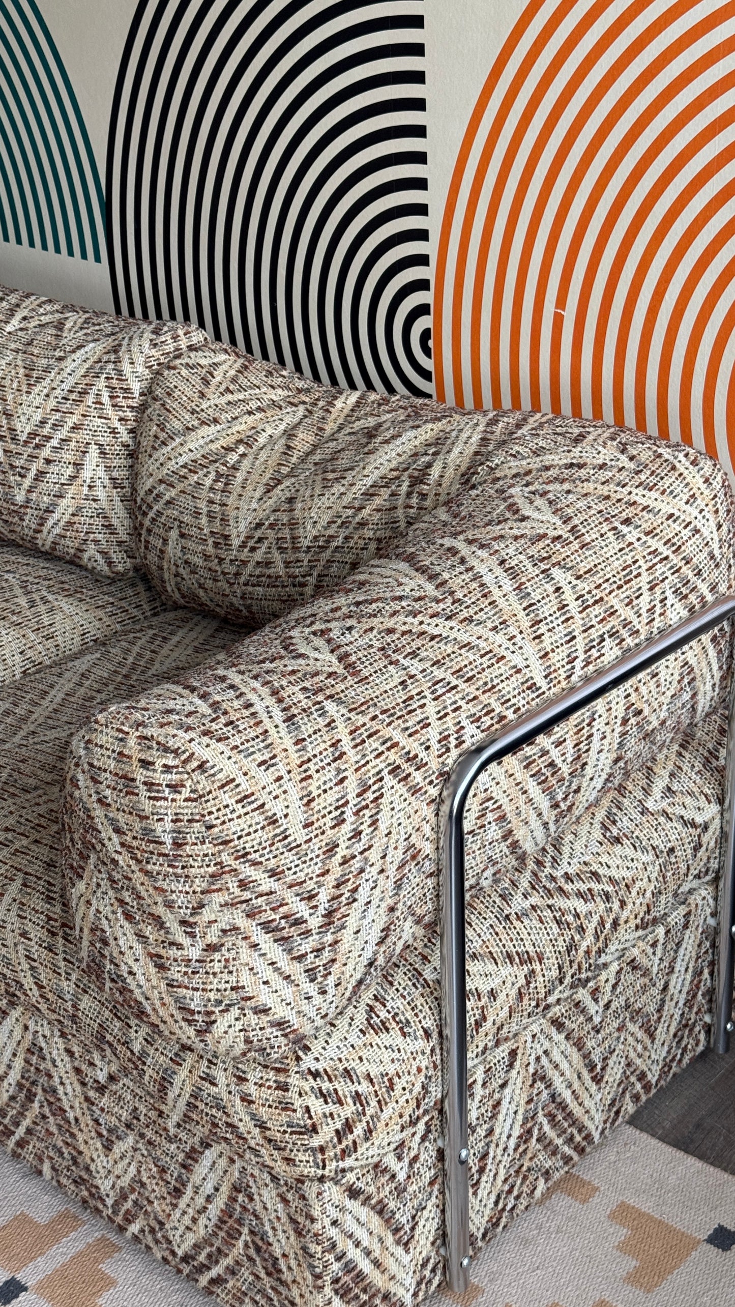 1970s 2- Piece Cloud 9 Chrome Wrapped Loveseat, by Decorion, Futorian Corporation.