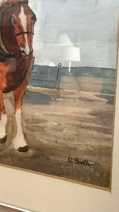 Vintage Framed Farm Scene Artwork – Signed U. Both