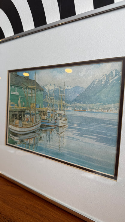 Vintage Framed Harbour Print