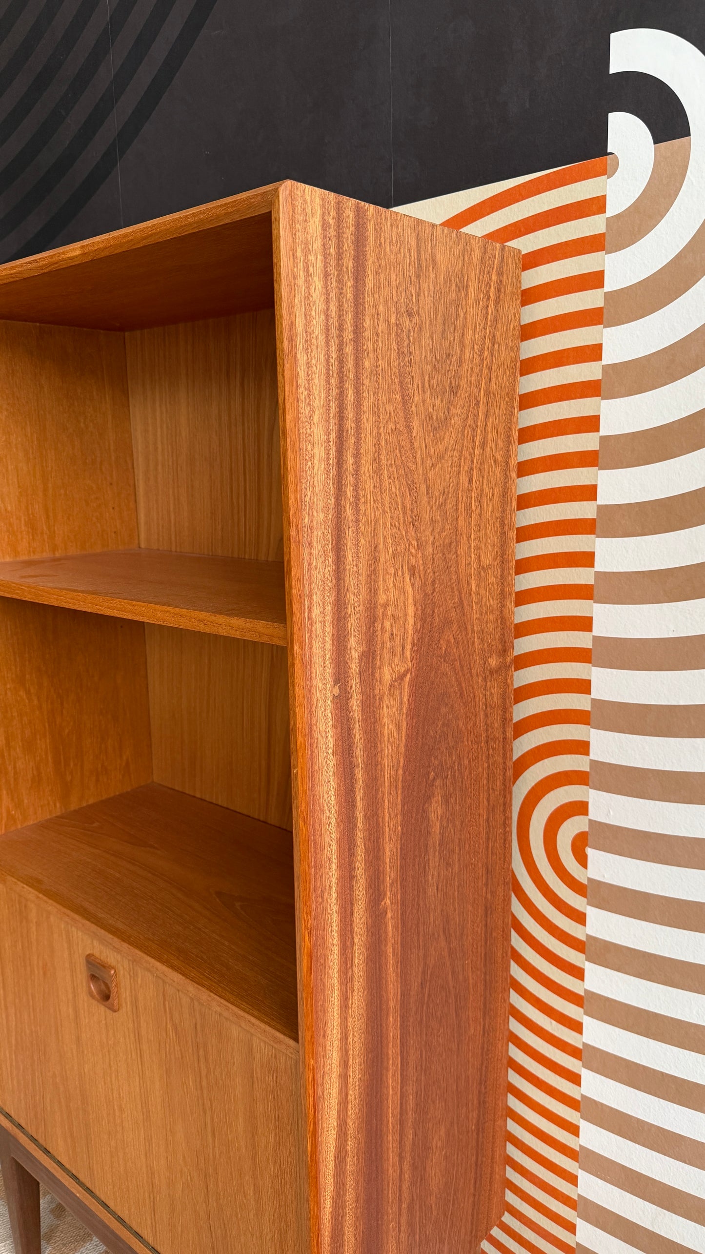 Vintage Mid Century Teak Cabinet with Drop-down Door