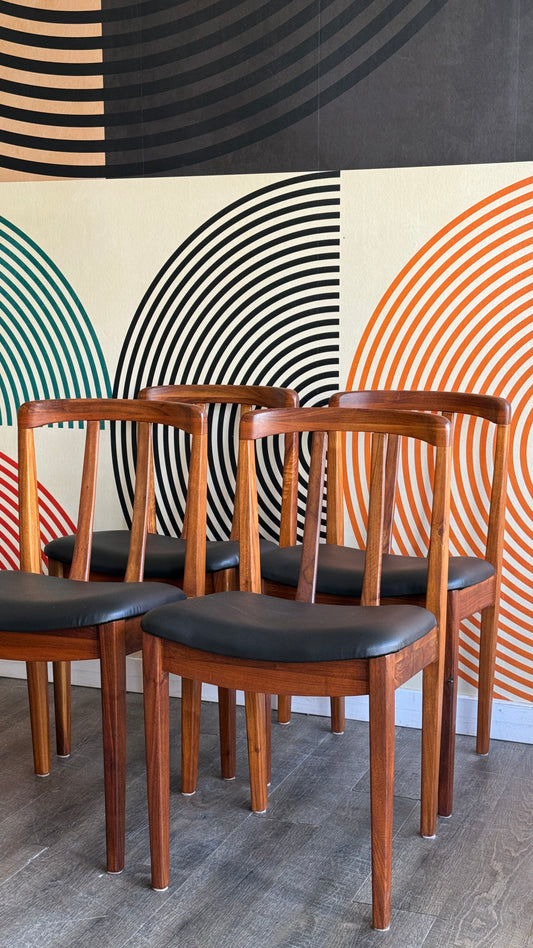 Set of 4 Vintage Walnut Dining Chairs by Honderich