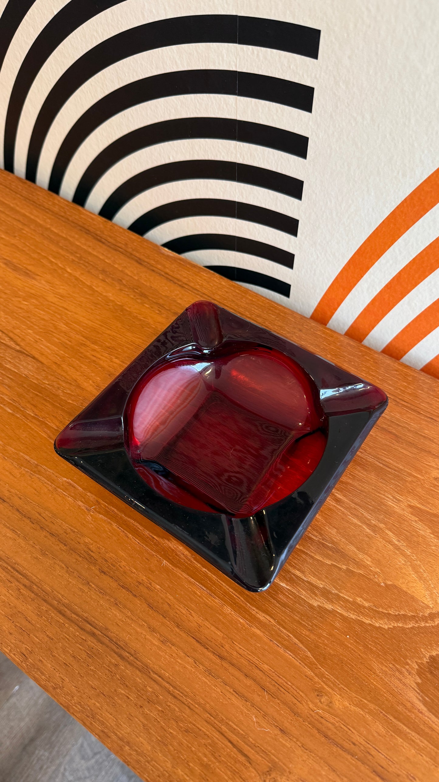 Vintage Ruby Glass Ashtray