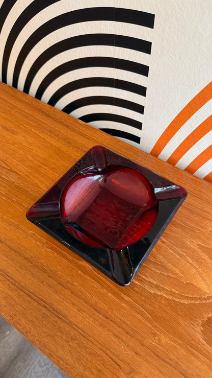 Vintage Ruby Glass Ashtray