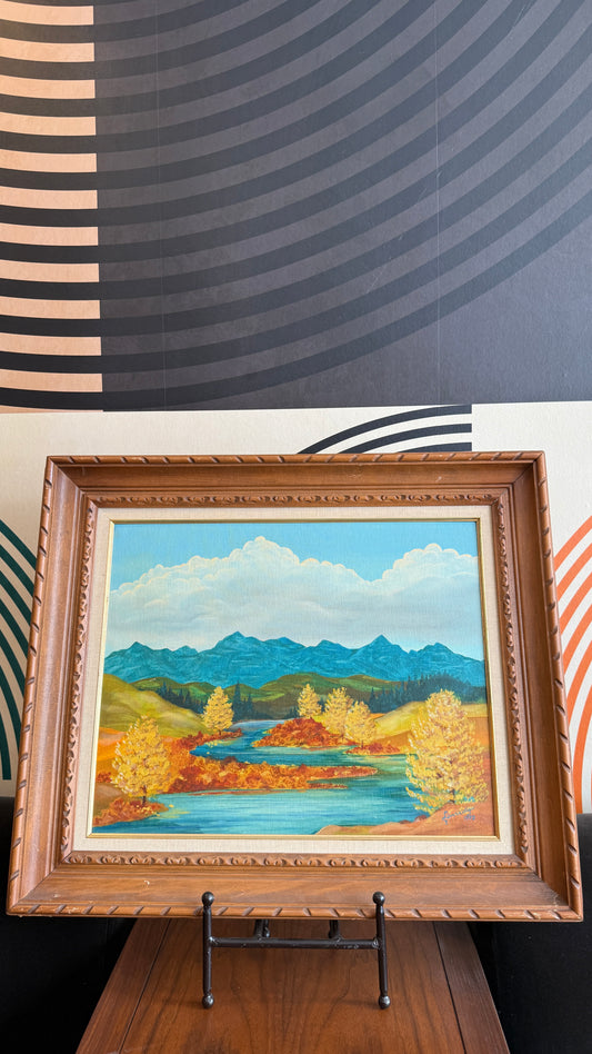 Vintage Framed Landscape Painting (1973)