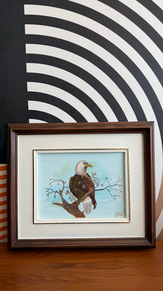 Vintage Framed Eagle Painting