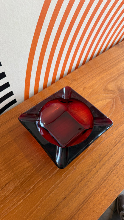 Vintage Ruby Glass Ashtray