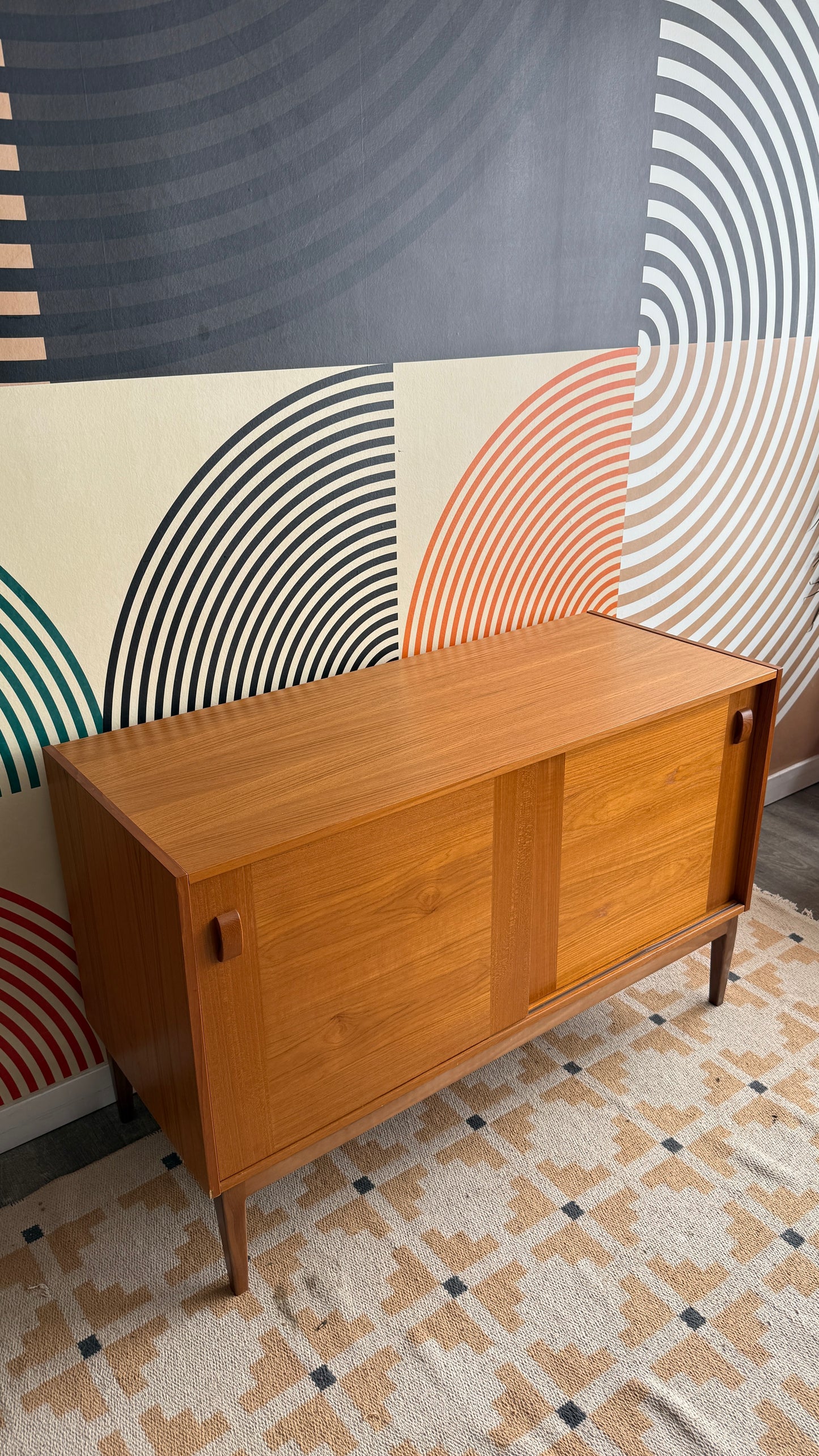 Domino Møbler Teak Cabinet on Solid Walnut Legs