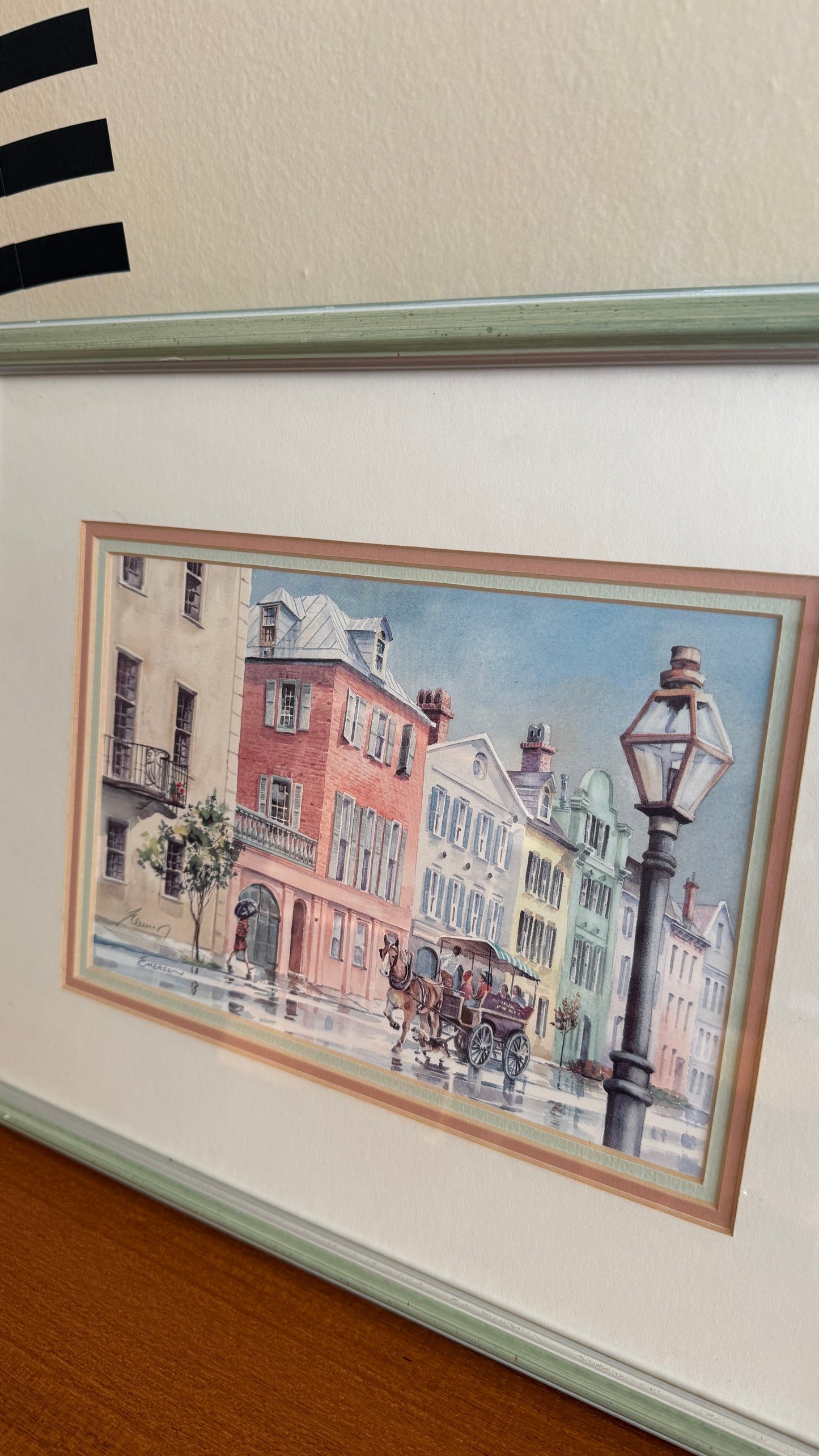 Vintage European Street Scene Print by Emerson