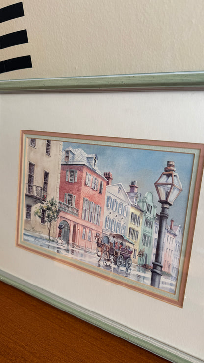 Vintage European Street Scene Print by Emerson
