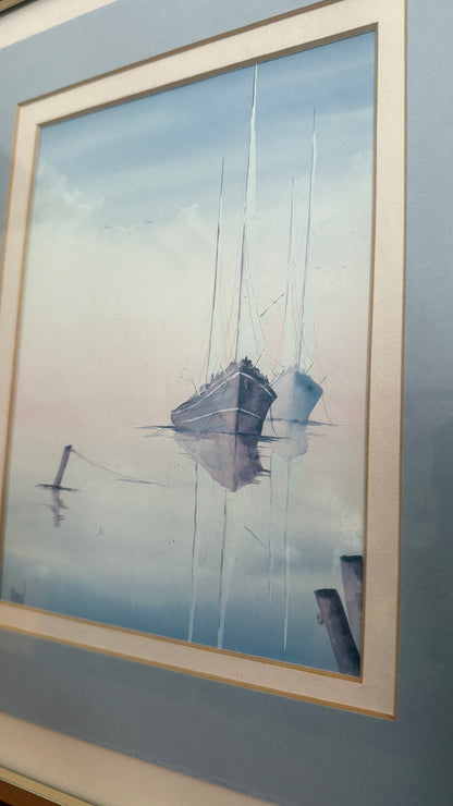 Vintage Framed Nautical Artwork – Signed