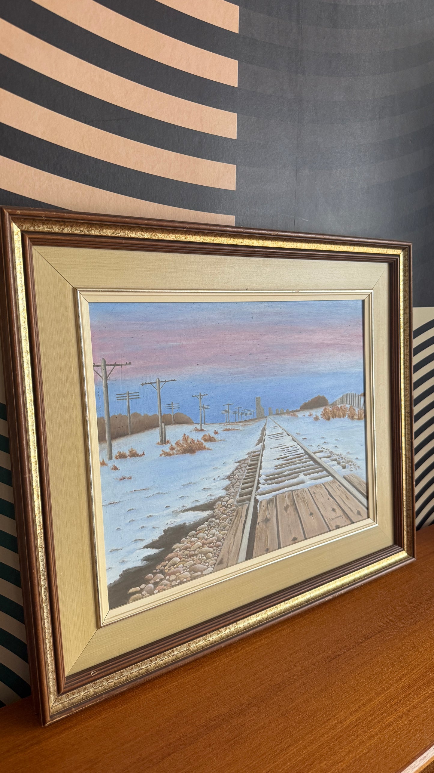 Vintage Framed Winter Landscape Painting – Signed D. Dammann (1979)