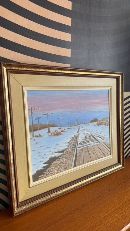 Vintage Framed Winter Landscape Painting – Signed D. Dammann (1979)