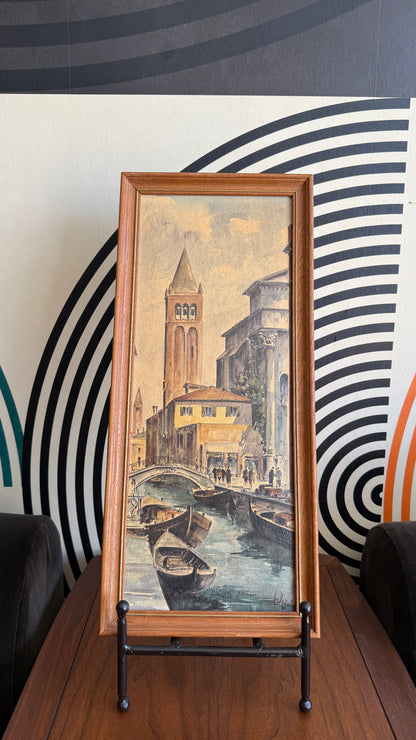 Vintage Italian Canal Scene Prints (Pair)