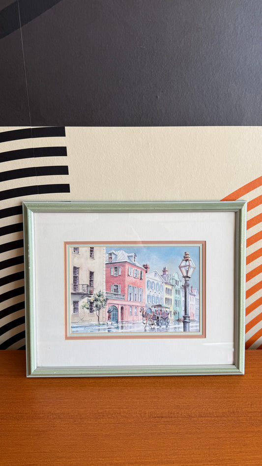 Vintage European Street Scene Print by Emerson