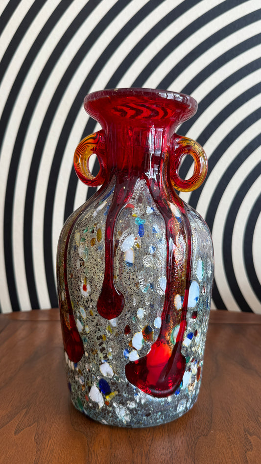 Murano Glass Millefiori Amphora Vase